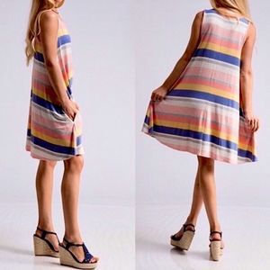 Soft Striped Swing Pocket Dress/Tunic